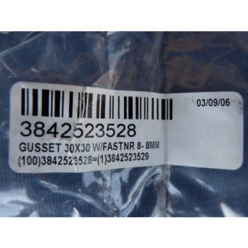 Set of 4 NEW Bosch Rexroth Gusset 3842523528 30x30 w/ Fastener 8-8mm Orig. Pkg.