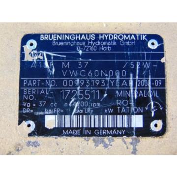 Brueninghaus A10FM 4100 PSI Nom. 5100 PSI Peak 132 GPM Hydraulic # 00993193 Pump