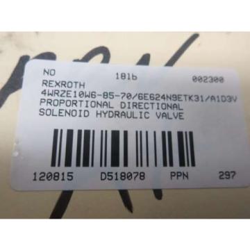 NEW REXROTH 4WRZE10W6-85-70/6E624N9ETK31/A1D3V HYDRAULIC SOLENOID VALVE D518078