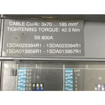 ABB S6N 3 Pole, 800 Amps, 600 VAC Circuit Breaker.