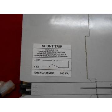 ABB S4H100BW CIRCUIT BREAKER 100AMP, 3-POLE, 600VAC W/ AUX SWITCH AND SHUNT TRIP