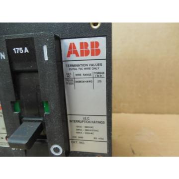 ABB Circuit Breaker TF3225 RT-594 175A 175 A Amp 3P 480/690 VAC 500 VDC Used