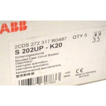 5 NEW ABB S 202UP-K20 CIRCUIT BREAKERS S202UPK20