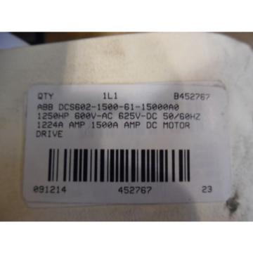 ABB DCS 600 1250HP DC MOTOR DRIVE SN:04090073A9261441 PH:3 600VAC 1500A USED