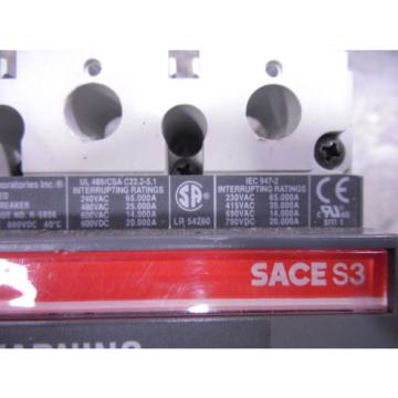 USED ABB S3N SACE S3 Circuit Breaker 150 Amps 600VAC 4 Pole