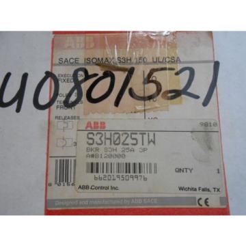 ABB S3H025TW CIRCUIT BREAKER 25 AMP TS3H025TW