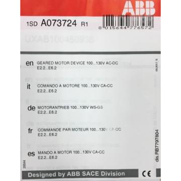 New ABB SACE Geared Motor 100-130 VAC-DC  - Emax2 E2.2 E4.2 E6.2 1SDA073724R1