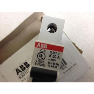 *NEW* ABB Mini Circuit Breaker S201U-K60, 1 Pole,  60A