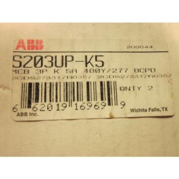 LOT OF 2 *NEW* ABB Mini Circuit Breaker S203UP-K5