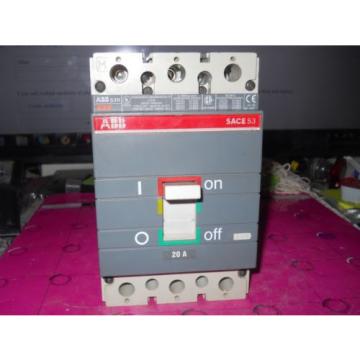 slightly used ABB S3N SACE 20 Amp 3 Pole 20A Breaker 600V