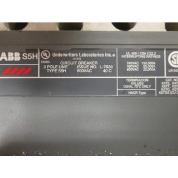 ABB Circuit Breaker w/ Disconnect &amp; Shunt Trip S5H 3P 600V 400A Trip Used