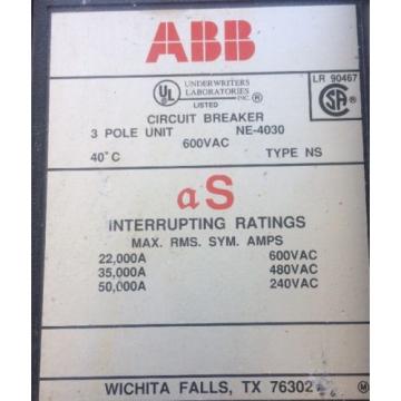 ABB 1200 amp 3 Pole Type NS breaker 1200 Shunt Trip