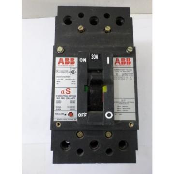 USED ABB CIRCUIT BREAKER TYPE ES  UXAB 727131 R 107   30 AMP 3 POLE 480 V