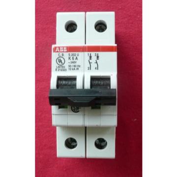 FIVE (5) ABB Miniature Circuit Breakers S202U-K6, 2 pole 6A 240VAC 4016779621366