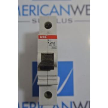 S271-K20  ABB Circuit Breaker  1 Pole 20 amp 230 volt Din Rail