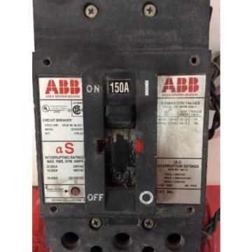 ABB Circuit Breaker Type ES 150 Amp 480 Volt 2 Pole W/ Shunt Trip