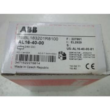 ABB AL16-40-00 CONTACTOR 24V-DC *NEW IN BOX*