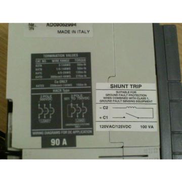 ABB S3N090TWS4 CIRCUIT BREAKER 90AMP 600 VAC S3N POLES 3