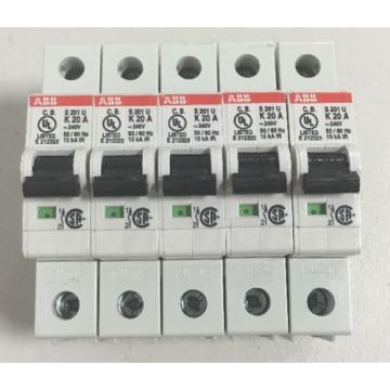 Lot of 5 - ABB S201 K20 A 1 Pole 240 Volt Circuit Breaker