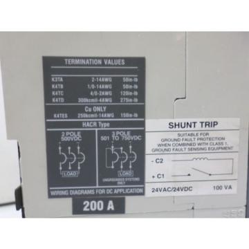 ABB S3B  200 amp 240 volt 3 pole S3B200TDDASB  24v shunt +auxiliary switch