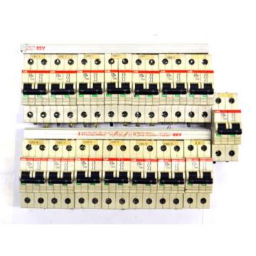 (Lot of 15) ABB Electric S282 K Circuit Breakers 2-Pole 32A w/ SZ-PSB 12N Busbar