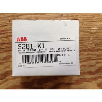 ABB S281-K1  Current Limiting 1P 1A K Trip Curve 480Y/277 Din Rail *NEW IN BOX!*