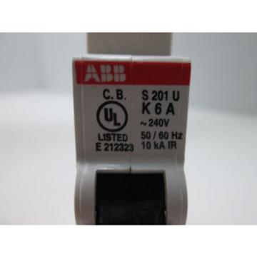 New Box of 10 ABB S201U-K6 Circuit Breakers, 1-Pole, Rating: 240VAC 6A