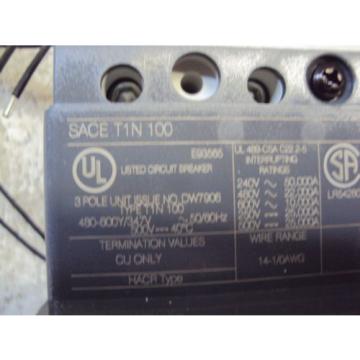 ABB SACE T1N 100 50A CIRCUIT BREAKER  USED