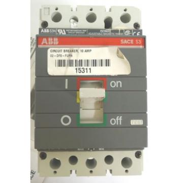 ABB S3N Instantaneous Trip Circuit Breaker 3 Pole 10A 600VAC