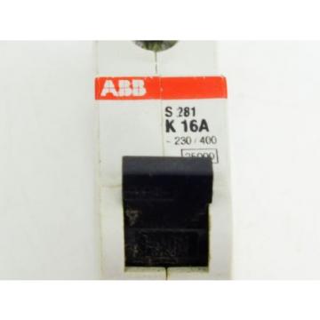 ABB K16A S281 480Y/277 VAC 10kA 1 Pole Circuit Breaker S281-K16W