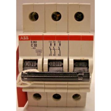 ABB S263-C32, 3-Pole 32 A 400VAC, C-Curve Circuit Breaker