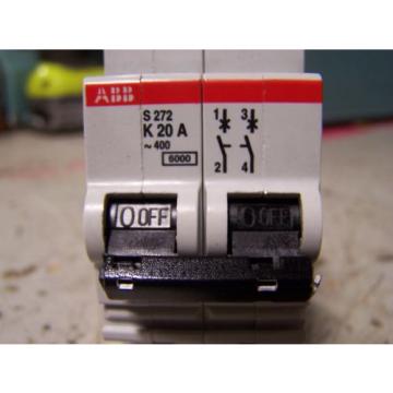 NEW ABB 20 AMP CIRCUIT BREAKER 400 VAC 2 POLE DINRAIL MOUNT S272 K20A