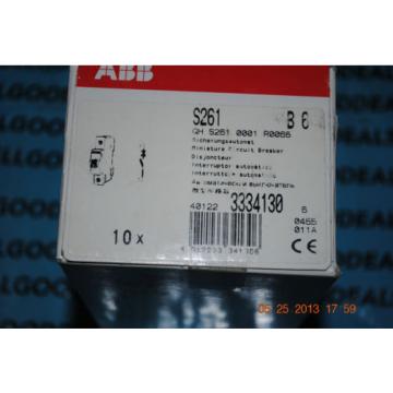 (10) ABB S261-B6 Mini Circuit Breaker 6 Amp 1 Pole S261B6 GH S261 0001 R0065 New