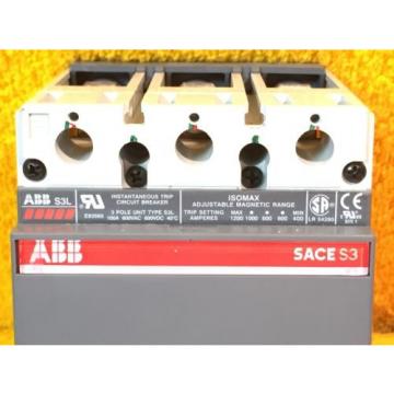 ***PERFECT*** ABB S3L 3-POLE 100 AMP 600 VOLT E93565 with SHUNT TRIP OPTION