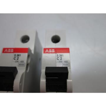 Lot of 2 ABB S261-C2 Circuit Breaker 10kA, 277/480VAC