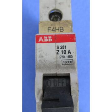 ABB 1 POLE CIRCUIT BREAKER S281 Z 10 A