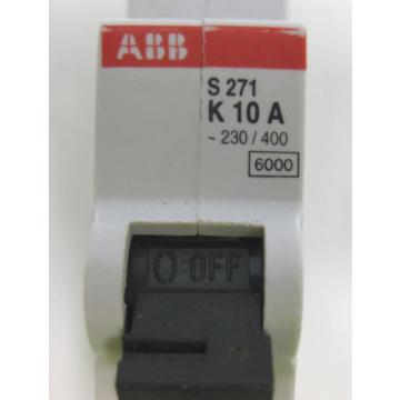 ABB MINI CIRCUIT BREAKER TYPE K SINGLE POLE 10A S271-K10