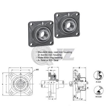 2x 40 mm Square Flange Units Cast Iron UCF208 Mounted Bearing UC208+F208 New