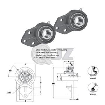 2x 1  5/16 in 3-Bolt Flange Bracket Units Cast Iron UCFB207-21 Mounted Bearing