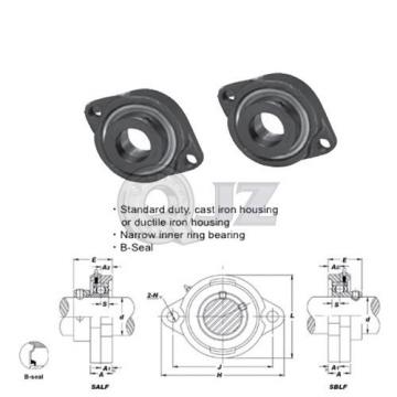 2x 1 in 2-Bolt Flange Units Cast Iron SALF205-16 Mounted Bearing SA205-16G+LF205