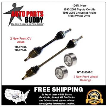 2 New Front Axles 2 New Front Wheel Bearing Units FWD Corolla Prizm 2Yr Warranty