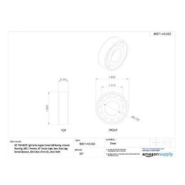 SKF 7204 BECBY Light Series Angular Contact Ball Bearing, Universal Mounting,