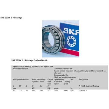 SKF Spherical Roller Bearing 22316 E