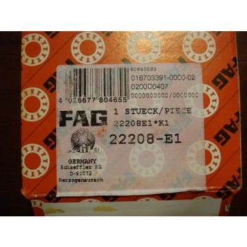 FAG Spherical Roller Bearing, 40mm x 80mm x 23mm,22208-E1*K1, 1111eDE2