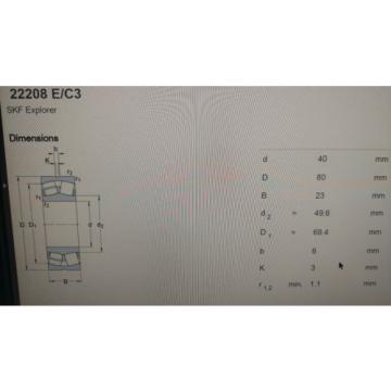 SKF 22208 E/C3 brand new spherical roller bearing