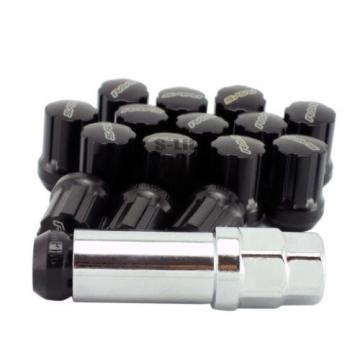 Car M12 1.5mm Steel Racing Wheel Lug Lock Gear Nuts With Installation Tool Black