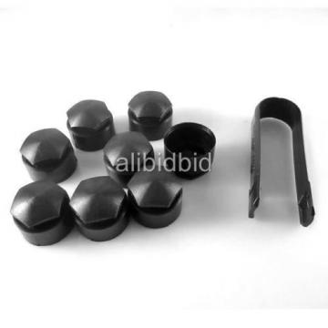 16x Black Locking Wheel Lug Bolt Center Nut Covers 21mm Caps +Tools For AUDI VW