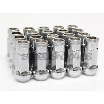 Z SILVER STEEL 48MM LUG NUTS OPEN EXTENDED 12X1.25MM 20PCS KEY FOR NISSAN