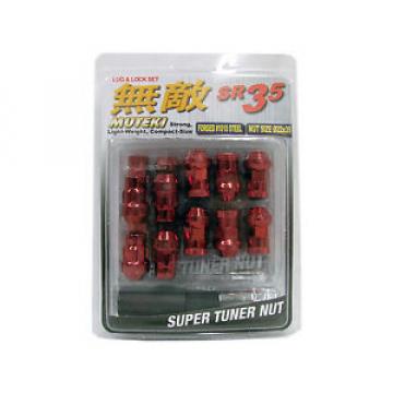 MUTEKI SR35 20PCS WHEELS TUNER LUG + LOCK NUTS (CLOSE END/12X1.5/RED)