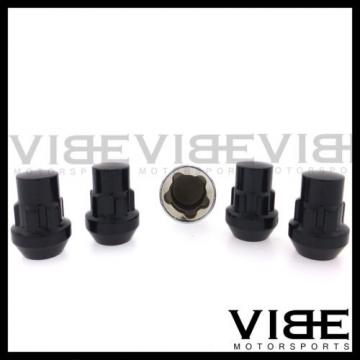 M12X1.5 12X1.5 EXT ACORN BLACK WHEEL LUG NUT LOCKS SET OF 4 WITH KEY